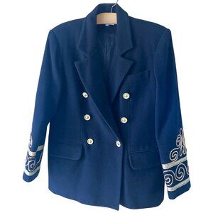 Lew Magram Collection Vintage Womens Blazer Size 12 Black Nautical Military